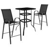 Flash Furniture 3 Piece Glass Bar Patio Table Set with 2 Barstools TLH-073H092H-B-GG